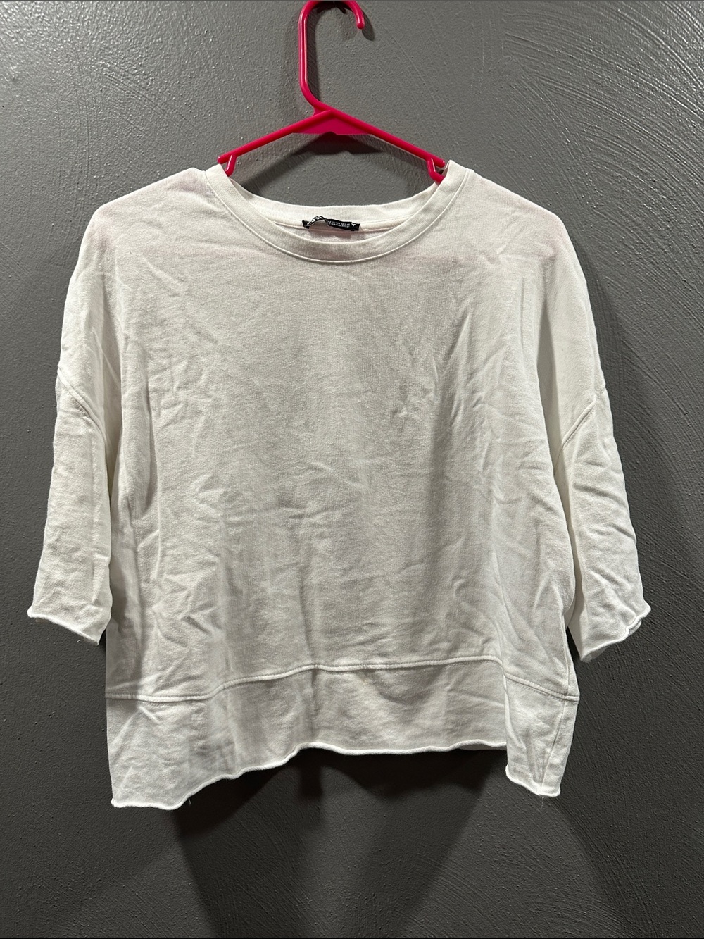 Zara White Boxy Crewneck Sweatshirt
